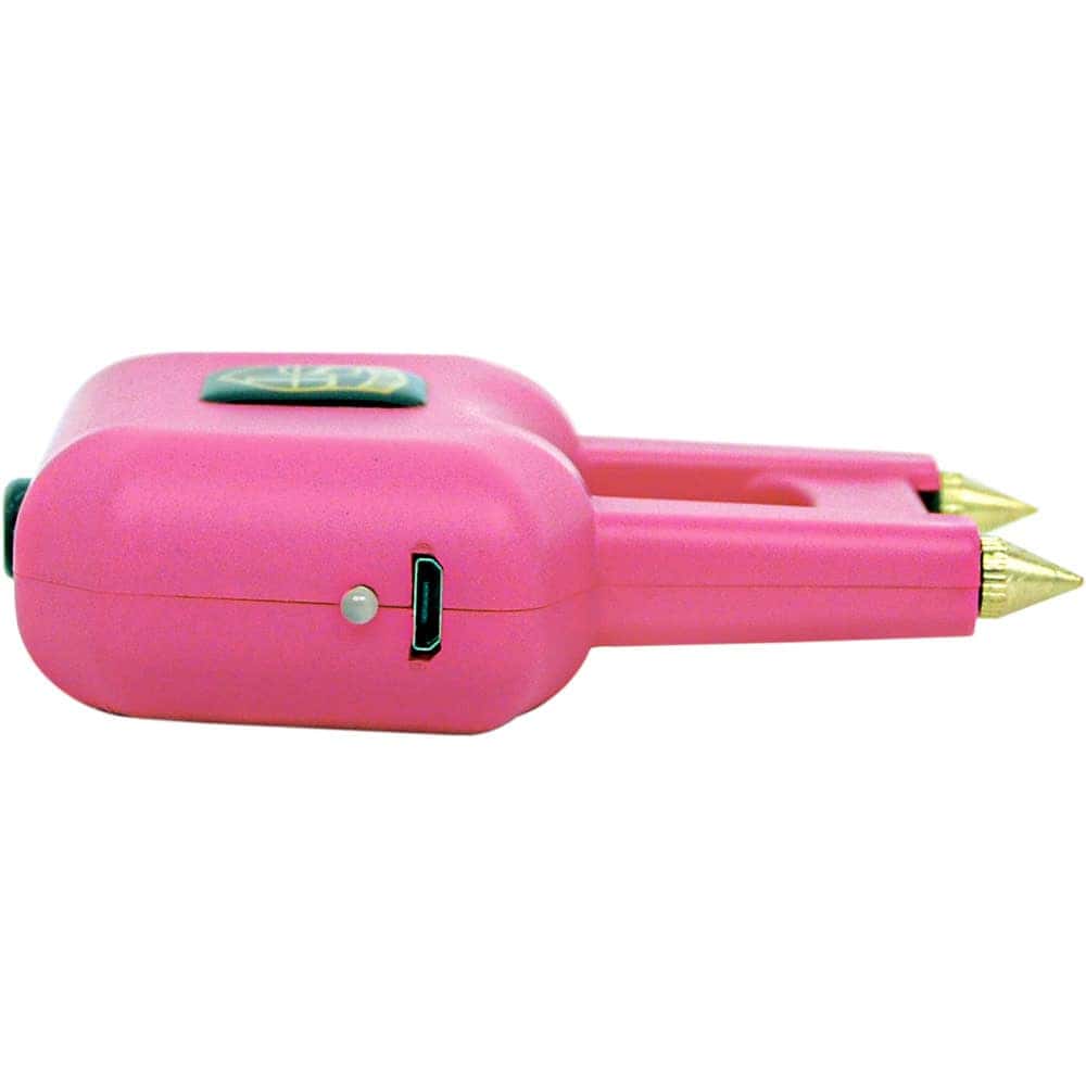 ST-SPIKE-PINK_cjpg | Para Bellum Defense Pink electric cattle prod with dual metal prongs and USB charging port for livestock management and safety.
